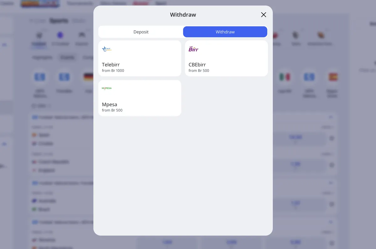 Payout options for a bKash casino withdrawal, Nagad and crypto in the cashier on a phone